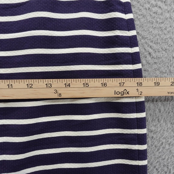 J Crew No 2 Pencil Skirt Size 6 Navy Blue Ivory Stripe Womens Career Preppy - Picture 7 of 13